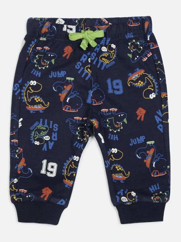 Navy Blue French Terry Sweatpants- Printed image number 0